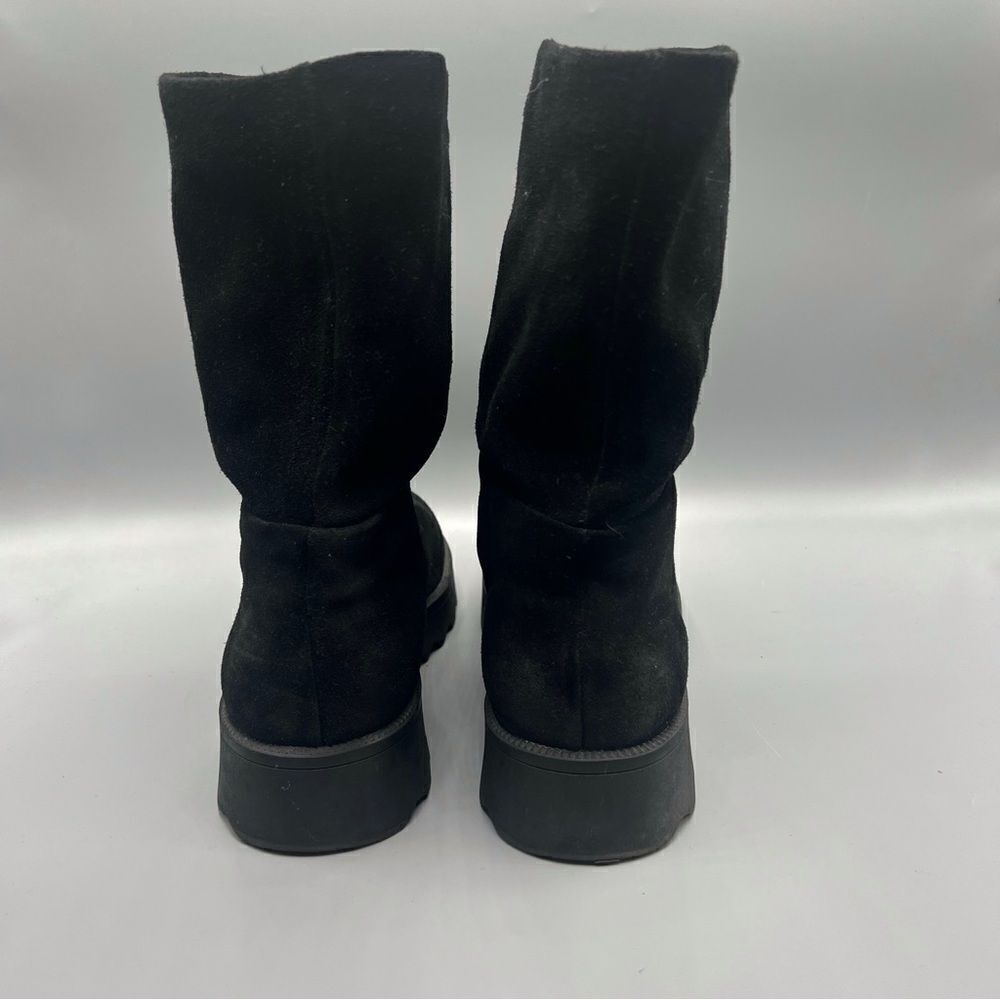 Aerosoles Simple Black Suede Pull On Boots - Picture 3 of 6